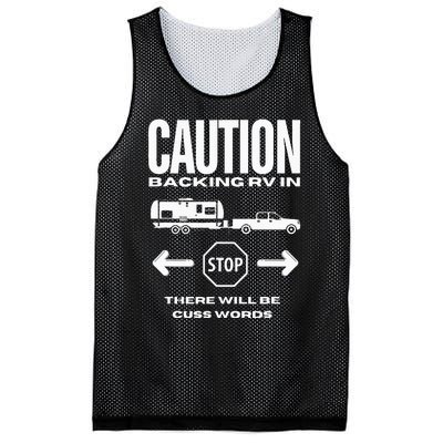 Caution Backing Rv In Funny Camping Outoors Mesh Reversible Basketball Jersey Tank