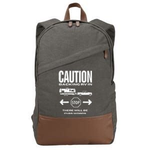 Caution Backing Rv In Funny Camping Outoors Cotton Canvas Backpack