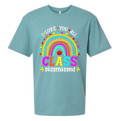 Cute Boho Rainbow Class Dismissed Last Day Of School Teacher Sueded Cloud Jersey T-Shirt