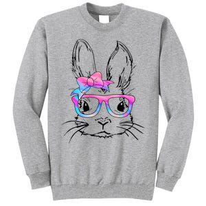 Cute Bunny Rabbit Face Tie Dye Glasses Easter Day Tall Sweatshirt