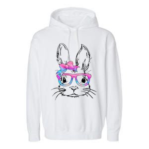 Cute Bunny Rabbit Face Tie Dye Glasses Easter Day Garment-Dyed Fleece Hoodie