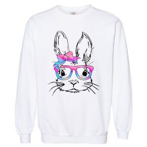 Cute Bunny Rabbit Face Tie Dye Glasses Easter Day Garment-Dyed Sweatshirt