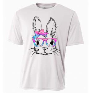 Cute Bunny Rabbit Face Tie Dye Glasses Easter Day Cooling Performance Crew T-Shirt