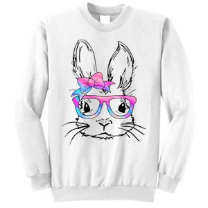 Cute Bunny Rabbit Face Tie Dye Glasses Easter Day Sweatshirt