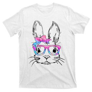 Cute Bunny Rabbit Face Tie Dye Glasses Easter Day T-Shirt