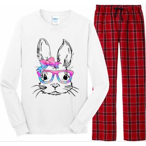 Cute Bunny Rabbit Face Tie Dye Glasses Easter Day Long Sleeve Pajama Set