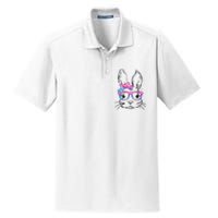 Cute Bunny Rabbit Face Tie Dye Glasses Easter Day Dry Zone Grid Polo