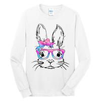 Cute Bunny Rabbit Face Tie Dye Glasses Easter Day Tall Long Sleeve T-Shirt