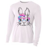 Cute Bunny Rabbit Face Tie Dye Glasses Easter Day Cooling Performance Long Sleeve Crew