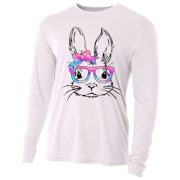 Cute Bunny Rabbit Face Tie Dye Glasses Easter Day Cooling Performance Long Sleeve Crew