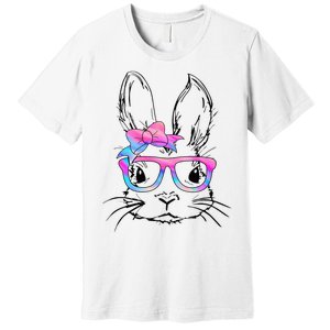 Cute Bunny Rabbit Face Tie Dye Glasses Easter Day Premium T-Shirt