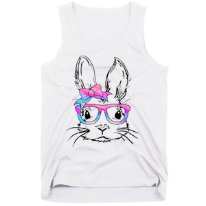 Cute Bunny Rabbit Face Tie Dye Glasses Easter Day Tank Top