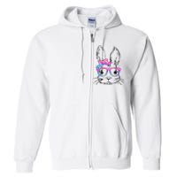 Cute Bunny Rabbit Face Tie Dye Glasses Easter Day Full Zip Hoodie