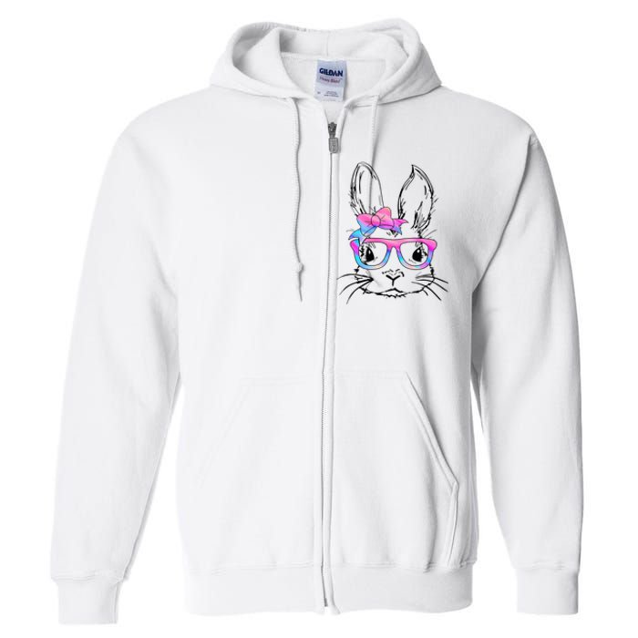 Cute Bunny Rabbit Face Tie Dye Glasses Easter Day Full Zip Hoodie