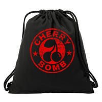 Cherry Bomb Retro Cherries Design Distressed Drawstring Bag