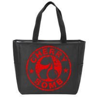 Cherry Bomb Retro Cherries Design Distressed Zip Tote Bag