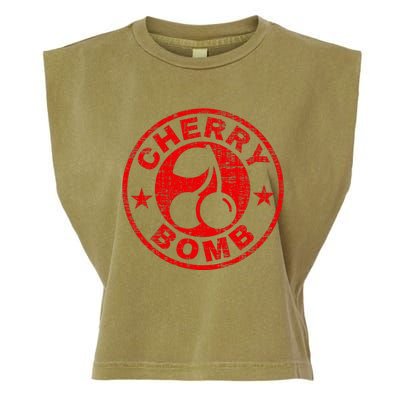 Cherry Bomb Retro Cherries Design Distressed Garment-Dyed Women's Muscle Tee