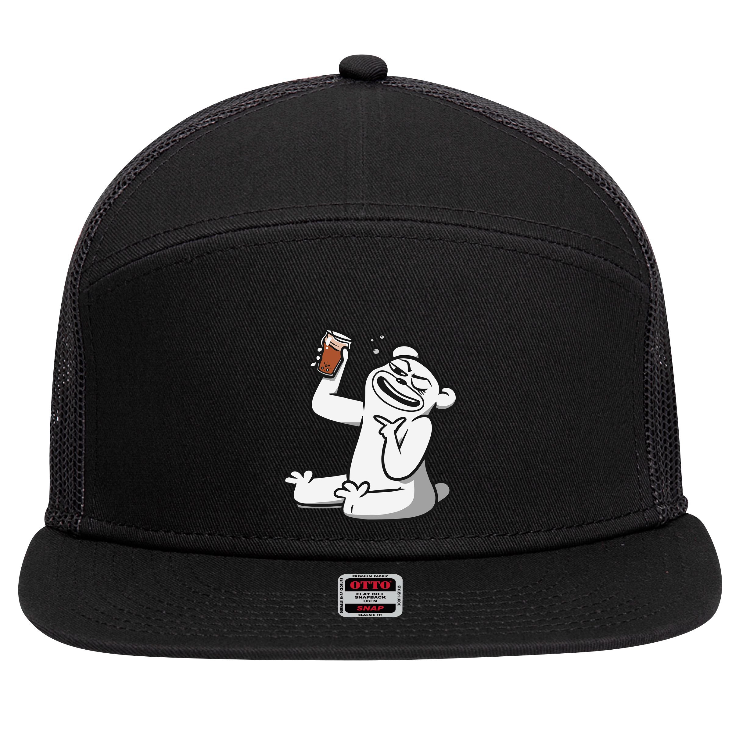 Cotton Bureau Root Bear 7 Panel Mesh Trucker Snapback Hat