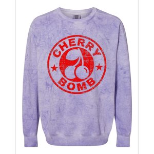 Cherry Bomb Retro Cherries Design Distressed Colorblast Crewneck Sweatshirt