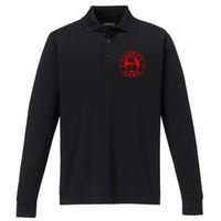 Cherry Bomb Retro Cherries Design Distressed Performance Long Sleeve Polo