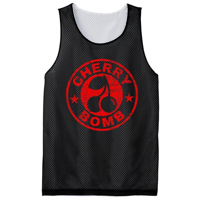 Cherry Bomb Retro Cherries Design Distressed Mesh Reversible Basketball Jersey Tank