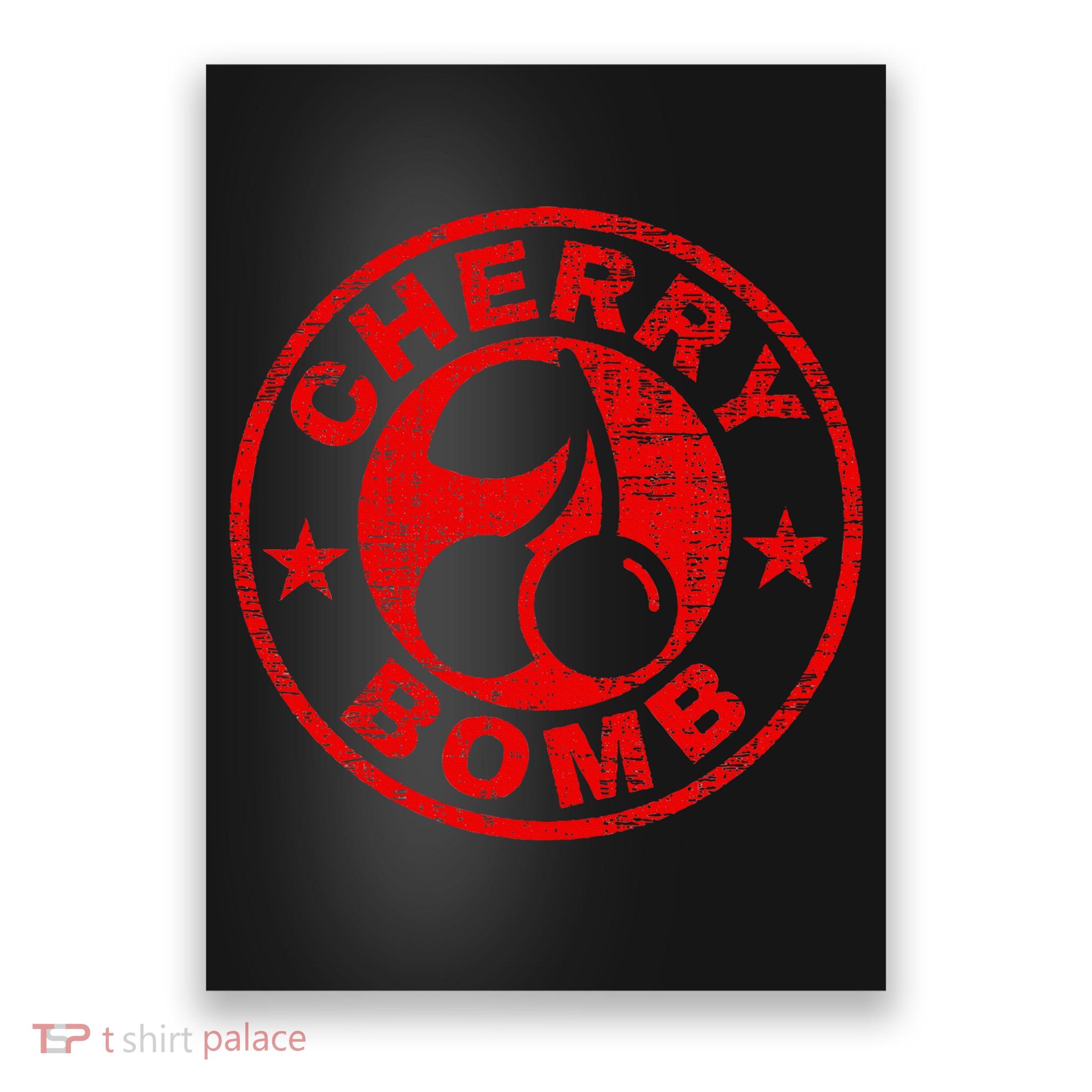 Cherry Bomb Retro Cherries Design Distressed Poster