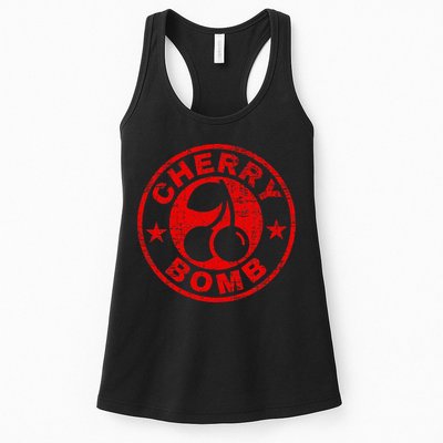 Cherry Bomb Retro Cherries Design Distressed Womens Tank Top