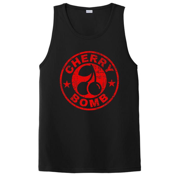 Cherry Bomb Retro Cherries Design Distressed PosiCharge Competitor Tank