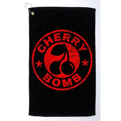 Cherry Bomb Retro Cherries Design Distressed Golf Towel