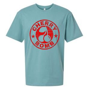 Cherry Bomb Retro Cherries Design Distressed Sueded Cloud Jersey T-Shirt