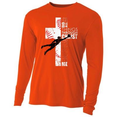 Christian Baseball Religious Cross Graphic Cooling Performance Long Sleeve Crew