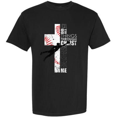 Christian Baseball Religious Cross Graphic Garment-Dyed Heavyweight T-Shirt