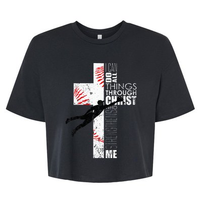 Christian Baseball Religious Cross Graphic Bella+Canvas Jersey Crop Tee