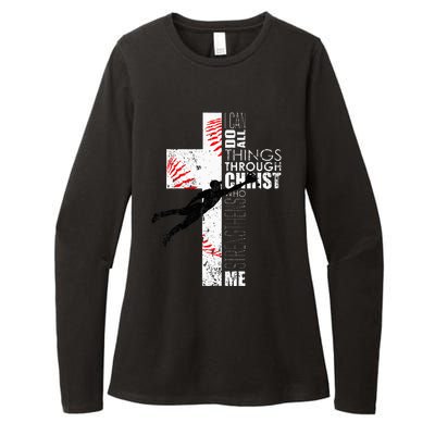 Christian Baseball Religious Cross Graphic Womens CVC Long Sleeve Shirt