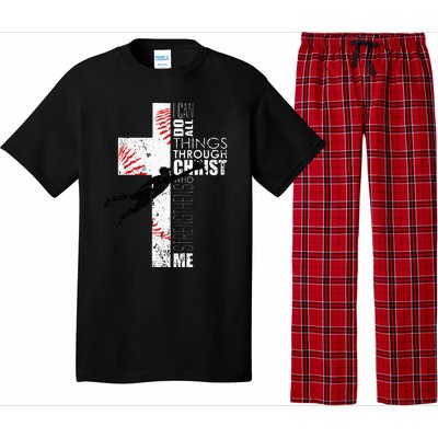 Christian Baseball Religious Cross Graphic Pajama Set