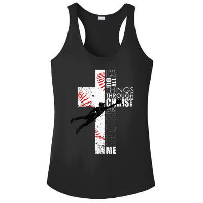 Christian Baseball Religious Cross Graphic Ladies PosiCharge Competitor Racerback Tank