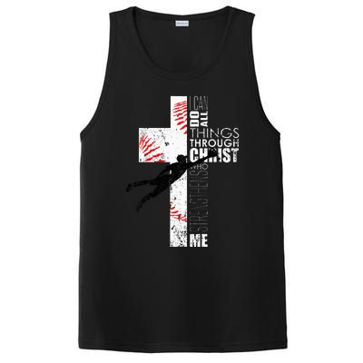 Christian Baseball Religious Cross Graphic PosiCharge Competitor Tank