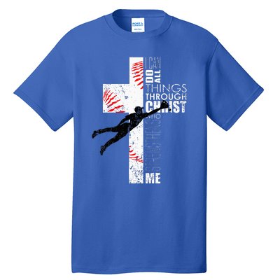 Christian Baseball Religious Cross Graphic Tall T-Shirt