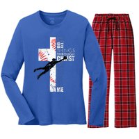 Christian Baseball Religious Cross Graphic Women's Long Sleeve Flannel Pajama Set 