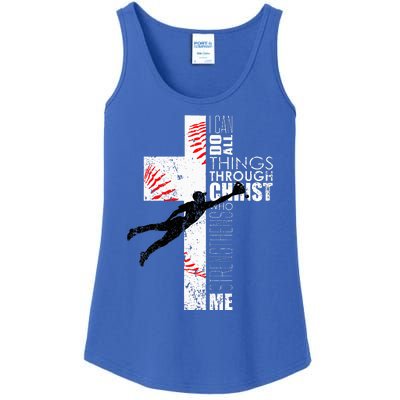 Christian Baseball Religious Cross Graphic Ladies Essential Tank