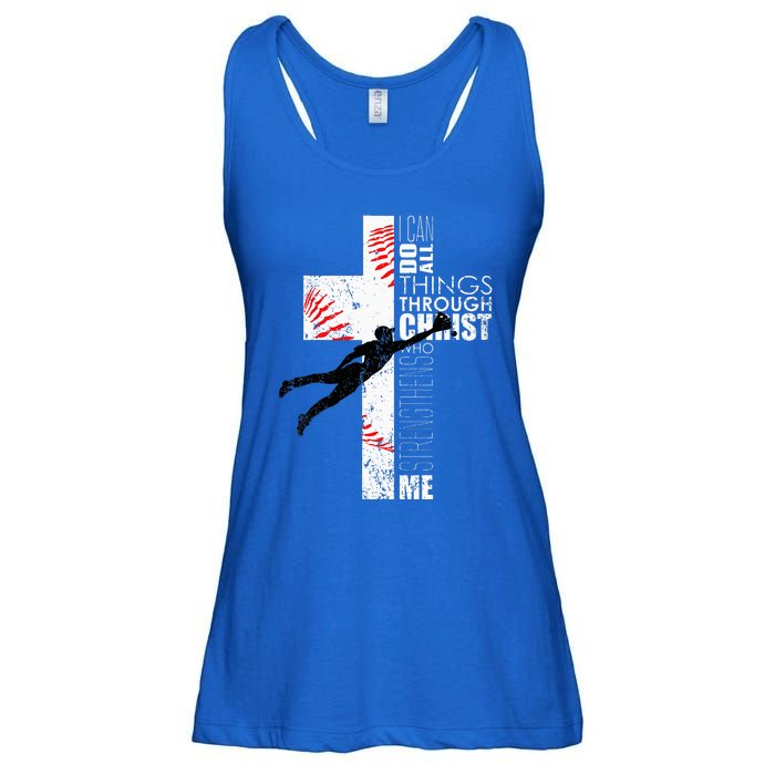 Christian Baseball Religious Cross Graphic Ladies Essential Flowy Tank