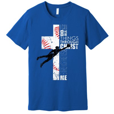 Christian Baseball Religious Cross Graphic Premium T-Shirt