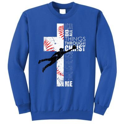 Christian Baseball Religious Cross Graphic Tall Sweatshirt