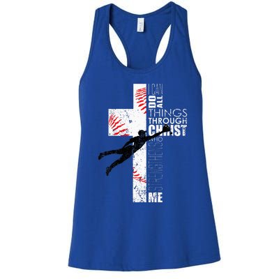 Christian Baseball Religious Cross Graphic Women's Racerback Tank