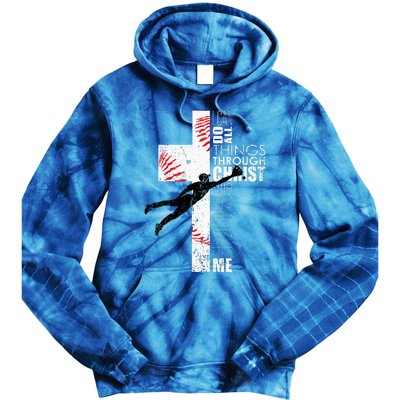 Christian Baseball Religious Cross Graphic Tie Dye Hoodie