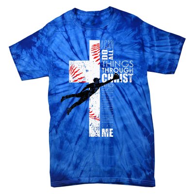 Christian Baseball Religious Cross Graphic Tie-Dye T-Shirt