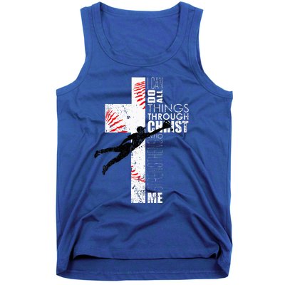 Christian Baseball Religious Cross Graphic Tank Top