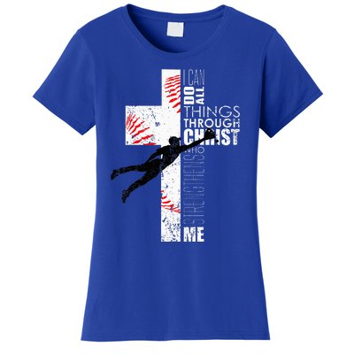 Christian Baseball Religious Cross Graphic Women's T-Shirt