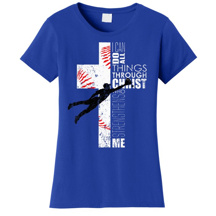 Christian Baseball Religious Cross Graphic Women's T-Shirt