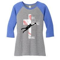 Christian Baseball Religious Cross Graphic Women's Tri-Blend 3/4-Sleeve Raglan Shirt